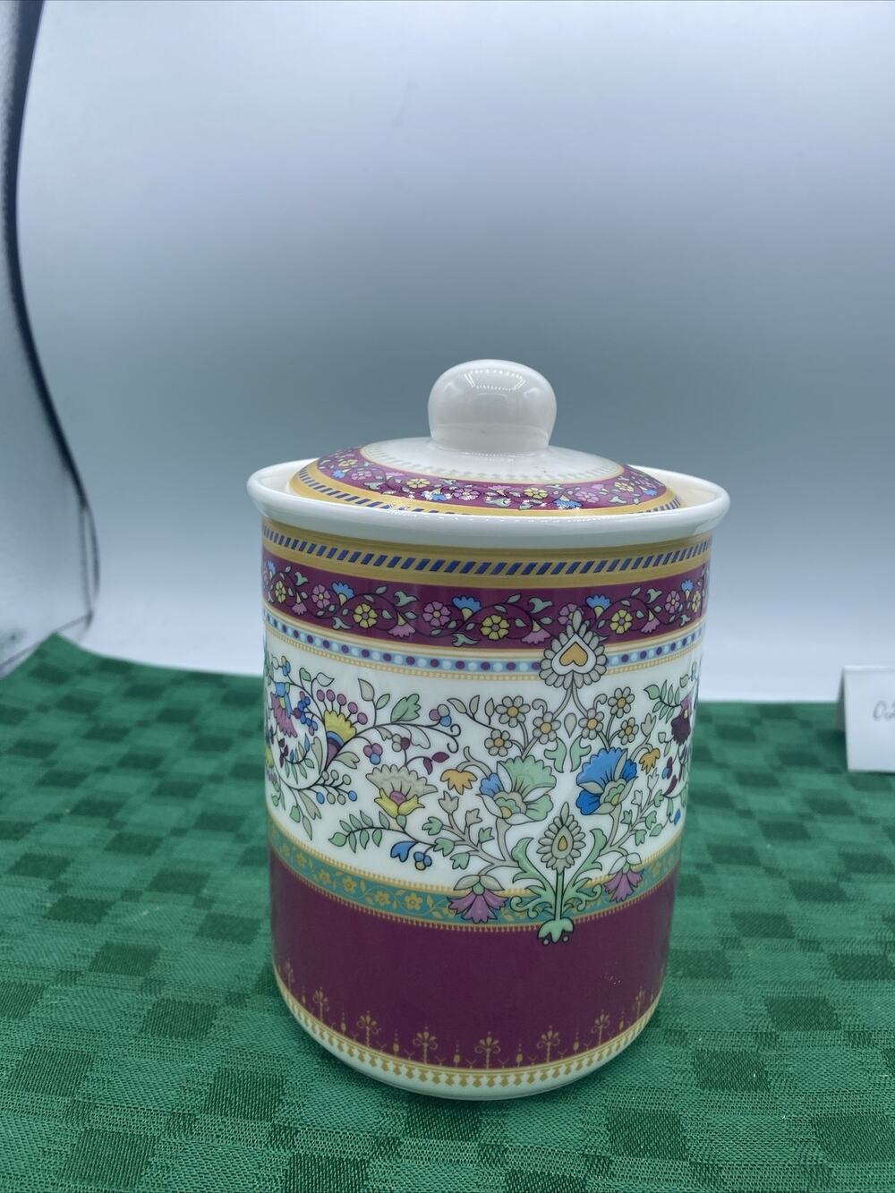 Grace's Teaware Pink Floral Canister with Matching Top 6.5” Tall